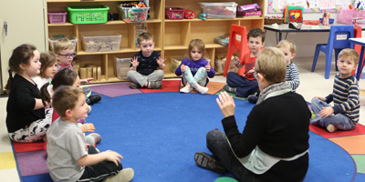 Circle time at younger 4’s classroom at Sunshine Nursery School.