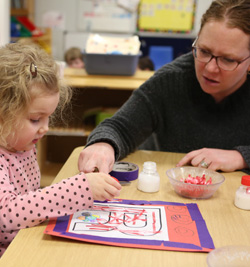 Mrs. Callahan, teacher for older fours classroom at Sunshine Nursery School.