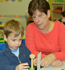 Mrs. Ellis, teacher for threes classroom at Sunshine Nursery School.