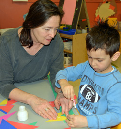 Mrs. Nicoloro, lead teacher for pre-k classroom at Sunshine Nursery School.