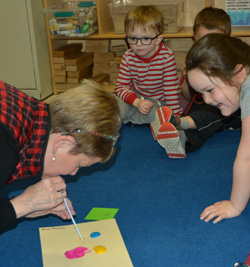 Mrs. Remeika, lead teacher for younger fours classroom at Sunshine Nursery School.